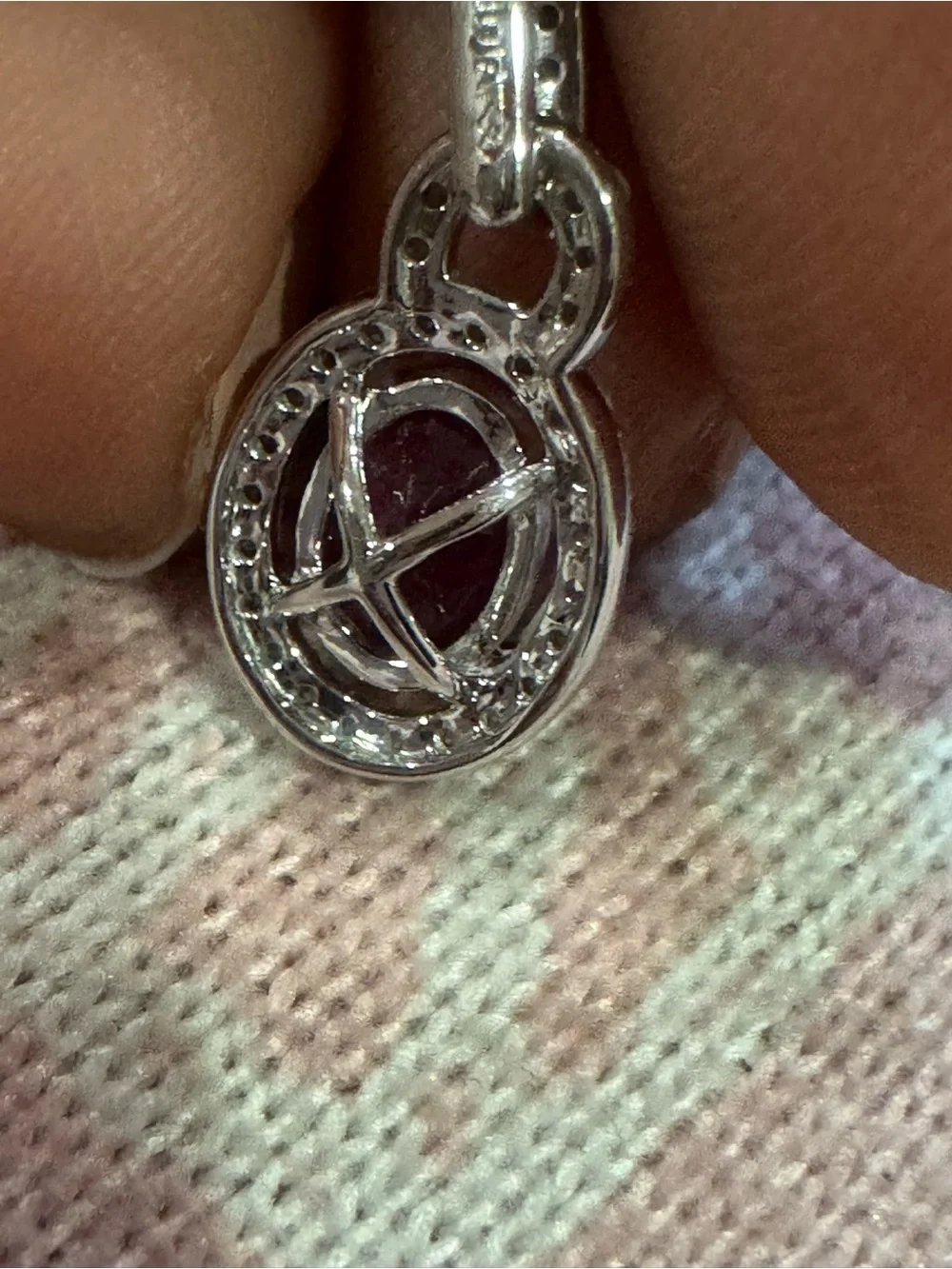 Vintage 1CT Natural Ruby & Diamonds Halo Pendant Necklace 10K White Gold - Picture 5 of 17